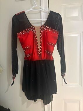 Red and Black Rhinestone Dance/Skating Dress